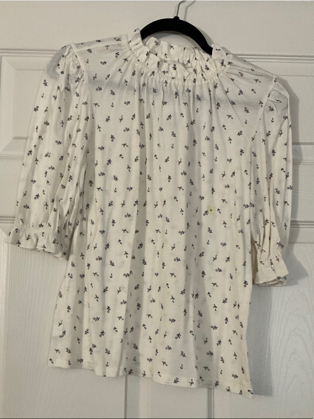 LOFT Cream Blouse with Navy and Pink Floral Print